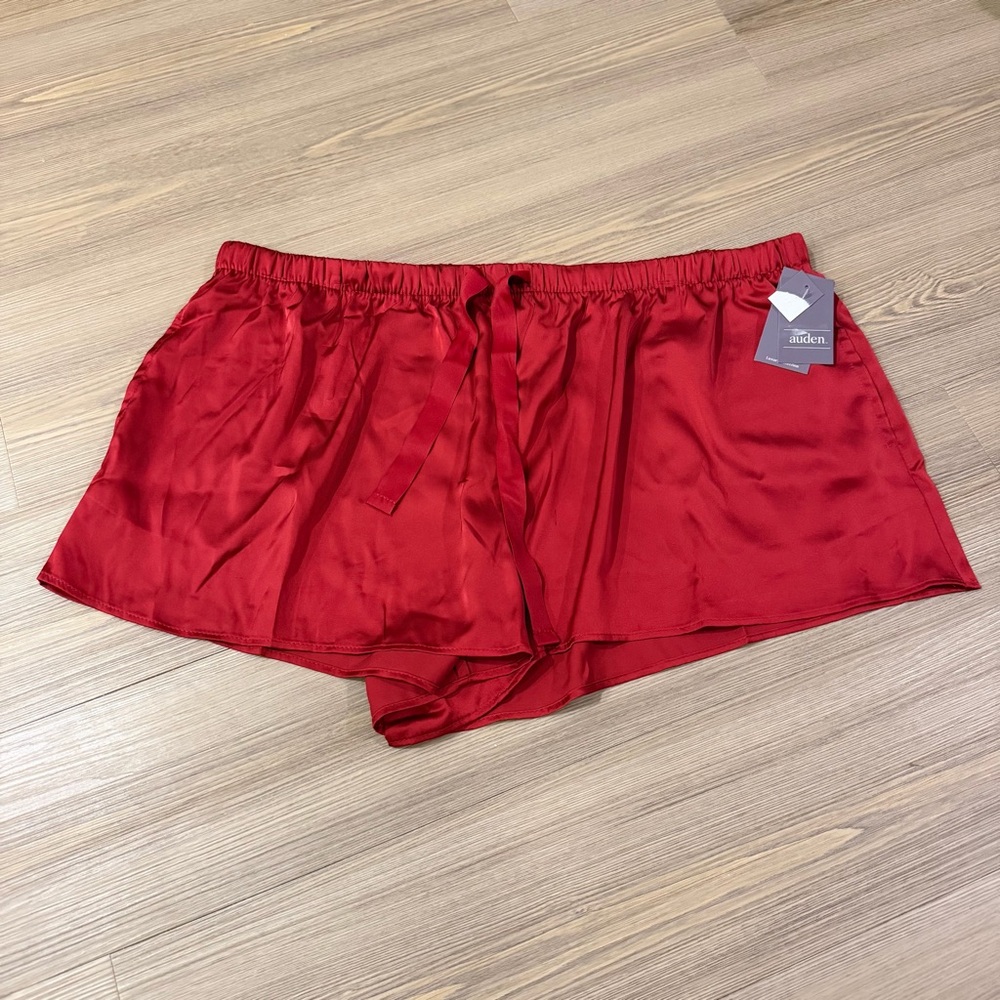 Auden Satin Sleep Shorts - Red  XL NEW